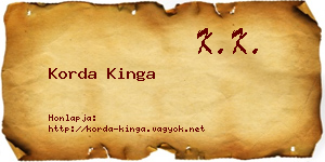 Korda Kinga névjegykártya